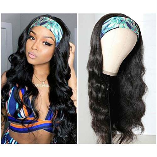 catti Headband Wig Human Hair Body Wave Headband Wigs Glueless None Lace Front Wigs Human Hair Brazilian Virgin Hair Machine Made Half Wigs for Black Women 150% Density (16" Headband wigs)