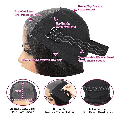 Wear and Go Glueless Wig for Beginners 5x5 Hd Lace Closure Wigs Human Hair Glueless Wigs Human Hair Pre Plucked Pre Cut Body Wave Lace Front Wigs Human Hair Frontal Wigs Human Hair Bleched Knots