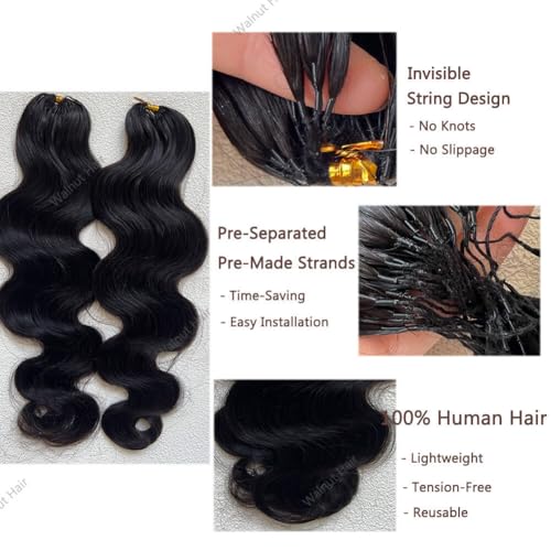 Body Wave Pre Separated Crochet Human Hair Braids Extensions Body Wave Brazilian Virgin Hair for Boho Braiding Knotless Feather Hair Extensions For Black Women Natural Color 18inch 120g