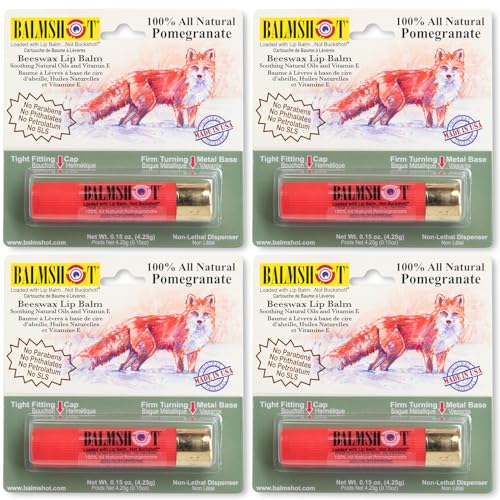 BALMSHOT Lip Balm 4 Pack (100% All-Natural Pomegranate)