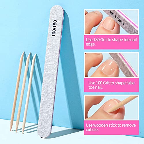 Teenitor Press On Toenail Tips with Glue, Clear False Toenails Kit, Acrylic Toe Tips