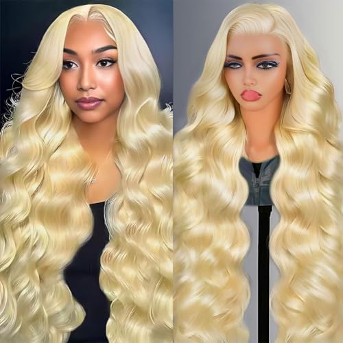 32 Inch 613 Lace Front Wig Human Hair 200 Density Blonde Wig Human Hair 13x6 613 Body Wave HD Lace Frontal Wigs Human Hair Pre Plucked No Tangle No Shedding