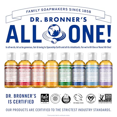 Dr. Bronner's - Pure-Castile Liquid Soap (Baby Unscented, 2 ounce, 2-Pack) - Made with Organic Oils, 18-in-1 Uses: Face, Body, Hair, Laundry, Pets and Dishes, Concentrated, Vegan, Non-GMO
