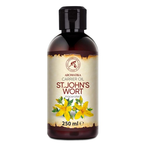 AROMATIKA St Johns Wort Oil 8.5 Fl Oz (250ml) - Hypericum Perforatum - 100% Pure & Natural - St. John's Wort Oil for Intensive Care Face - Body - Skin - Hair - Massage - Great w/Essential Oil