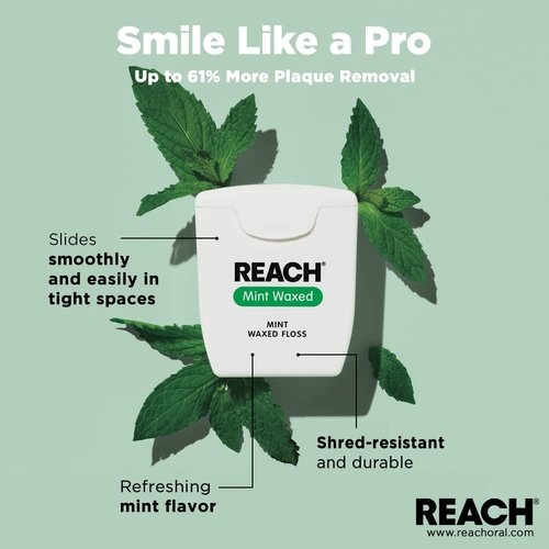 REACH Mint Waxed Floss 200 Yards 7200 Inch (Pack of 4)