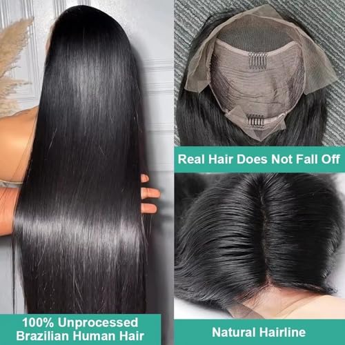 Lemoda Outlet Deals 13x4 Straight Lace Front Wigs Human Hair 180% Density 13x4 HD Transparent Lace Frontal Wig Pre Plucked 14A Brazilian Virgin Human Hair Wigs for Women 30 Inch