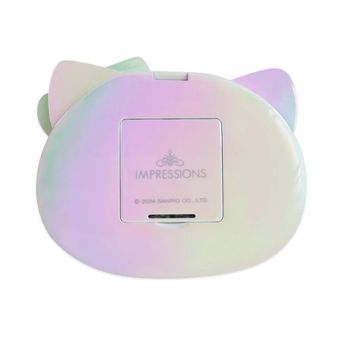 Impressions Vanity Hello Kitty Kawaii Lighted Compact Mirror for Purses, Double Sided Travel Makeup Mirror with 2X Magnification, Adjustable LED Lighting and Soft Touch Switch (Iridescent)