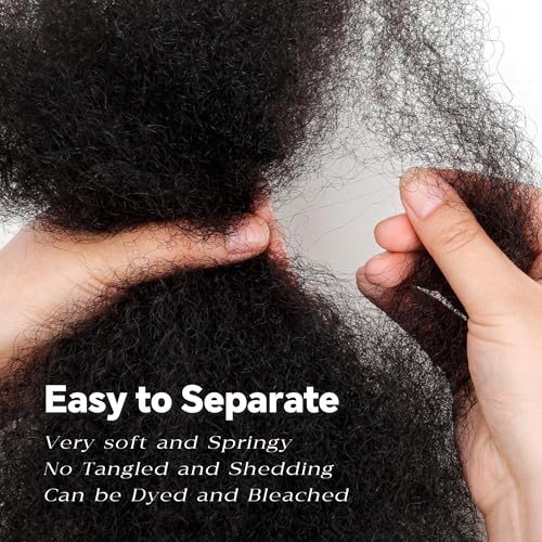 Afro Kinkys Bulk Human Hair, 16 Inch 50G/Pack Soft 4C Afro Kinky-Curly Human Hair Bulk for Twist Dreadlocks Extensions Repair Locs Natural Black 1 Pack (1B, 16 inch)
