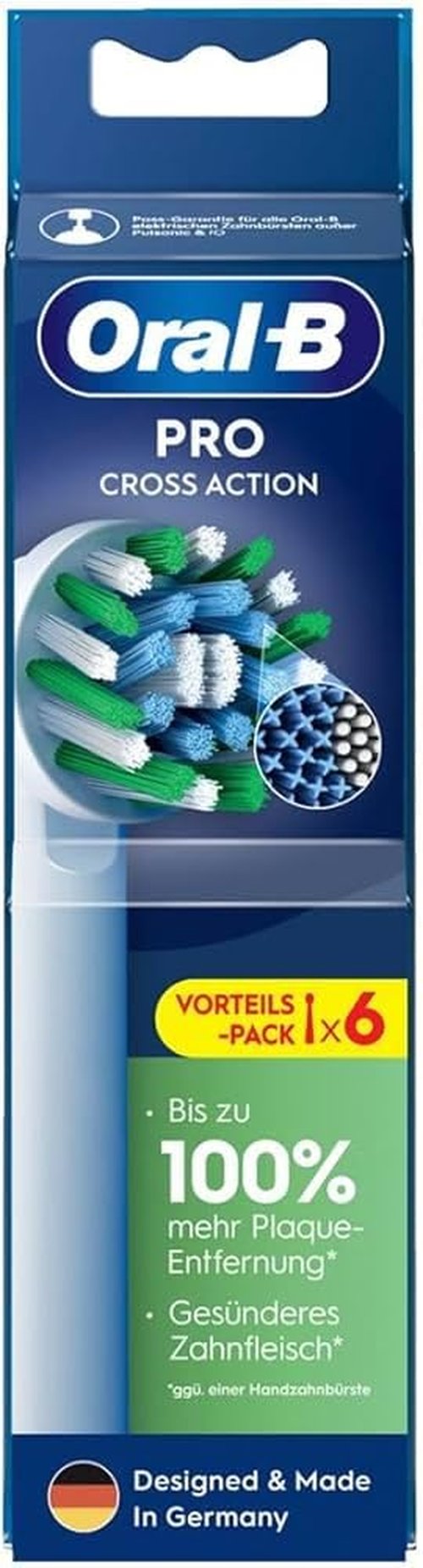 ORAL B Pro Cross Action Electric Toothbrush Replacement Brush Heads Refill, 6 Count
