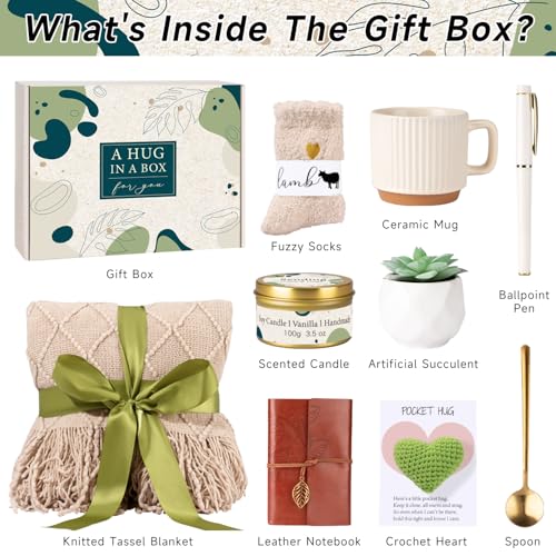 Self Care Gifts for Women Get Well Soon, Birthday Gifts for Women Care Package, Sending Hug Baskets Spa Gift Thinking of You After Surgery Inspirational Gift for New Mom Best Friend Birthday