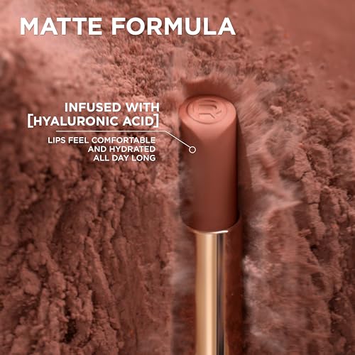 L'Oreal Paris Colour Riche Intense Volume Matte Lipstick, Lip Color Infused with Hyaluronic Acid for up to 16hr All Day Comfort, Le Carmin Courage, 0.06 oz