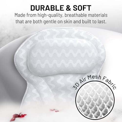 Sierra Concepts Bath Pillow Spa Bathtub Ergonomic for Tub, Neck, Head, Shoulder Pillows Support Cushion Headrest - Luxury Soft 3D Mesh + Strong Grip Suction Cups Soaking Large, Paradise
