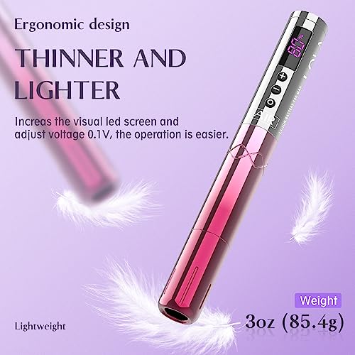 EZ Tattoo Kit - Tattoo Machine Kit Complete with Permanent Makeup Tattoo Machine Pen with 3Pcs Battery Power for Tattoo Beginners and Women Artists (Lola Air Pink Gradient)