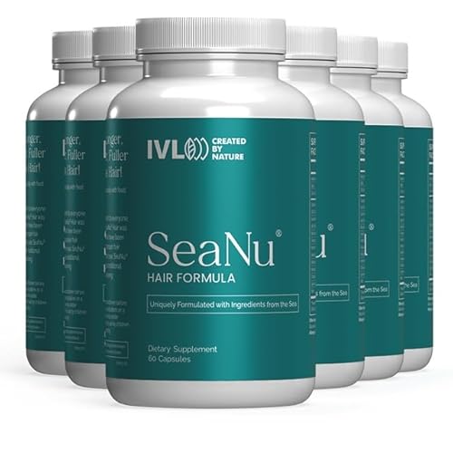 IVL - SeaNu Hair Vitamins Supplements - Hair Strength, Strand Thickness, Hair Growth - with Biotin, Vitamin B3, Zinc, Saw Palmetto Berry Extract, Green Lipped Mussel - (6 Pack)