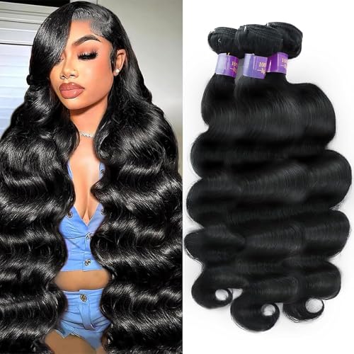 14A Human Hair Bundles 16 18 20 Inch Body Wave Bundles Human Hair 100% Unprocessed Brazilian Virgin Hair Body Wave 3 Bundles Human Hair Extensions for Women