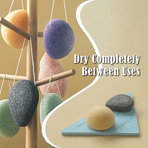 myHomeBody Natural Konjac Facial Sponges - for Gentle Face Cleansing and Exfoliation - with Activated Charcoal and Aloe Vera, Set of 4