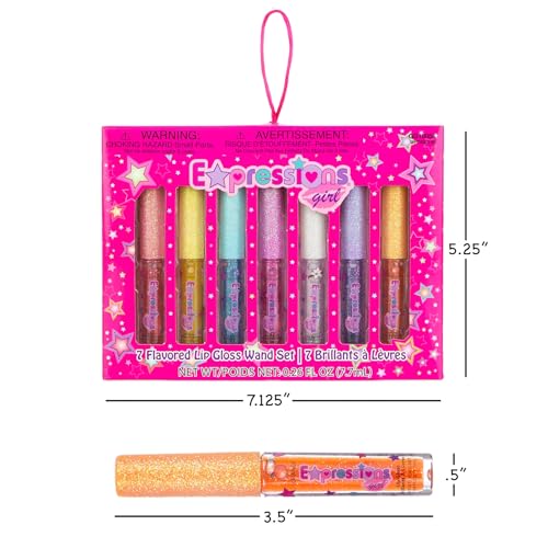 7pc Fruity Flavored Lip Gloss Set - Lip Gloss in Assorted Fruity Flavors, Non Toxic Makeup for Kids & Teens