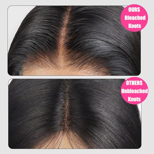 9x6 Wear and Go Glueless Wigs Human Hair Pre Plucked Pre Cut Straight Lace Front Wigs Human Hair Bleached Knots 200% Density Brazilian Virgin Human Hair Glueless Wig 22 inch