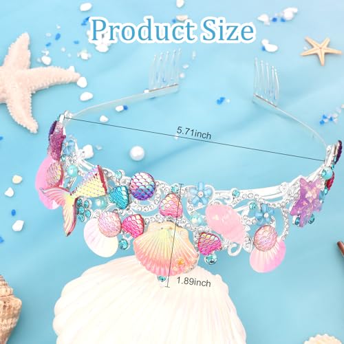 CIEHER Mermaid Tiara for Costume & Birthday Decorations