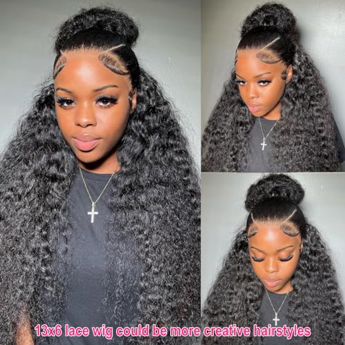 30 Inch Lace Front Wig Human Hair 220% Density 13x6 Lace Front Wigs Human Hair Pre Plucked Deep Wave Lace Front Wigs Human Hair Transparent HD Lace Front Wigs for Black Women