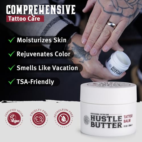 Hustle Butter Deluxe ? Tattoo Butter for Before, During, and After the Tattoo Process ? Lubricates and Moisturizes ? 100% Vegan Replacement for Petroleum-Based Products ? 1 oz