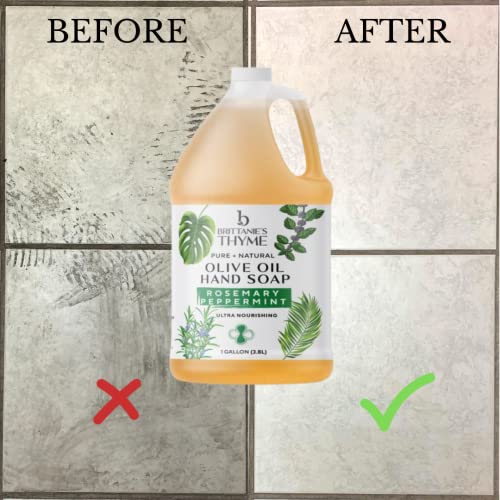 Brittanie's Pure Organic Castile Liquid Olive Oil Soap Refill, Rosemary Peppermint, 1 Gallon | Face, Body Wash, Dishes, Pets & Laundry | Vegan & Gluten Free Non-GMO