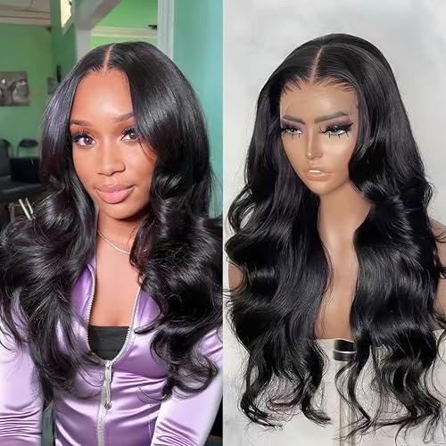 Body Wave Lace Front Wigs Human Hair 200 Density 13x6 HD Lace Frontal Wigs Human Hair Pre Plucked Natural Color 22 Inch