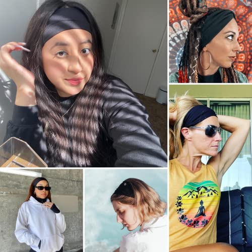 6 Pcs Black Headbands for Women Hair Cotton Headband Non-slip Stretchy Elastic Head Wrap Holder Hair Accessories