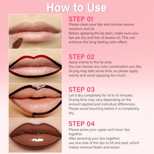 Lip Stain - Lip Stain Peel Off | Waterproof, Transfer-Resistant, Smudge-Proof | Precise Application, One-Peel Finish | Long Lasting Lip Liner Stain for All-Day Color Hold£¨Light Brown£©