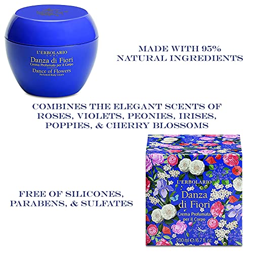 L'Erbolario Perfumed Body Cream ? Moisturizing Body Butter ? Nourishing Floral Blend ? Softening Skin Care with Camellia ? Dance of Flowers - 6.7 oz