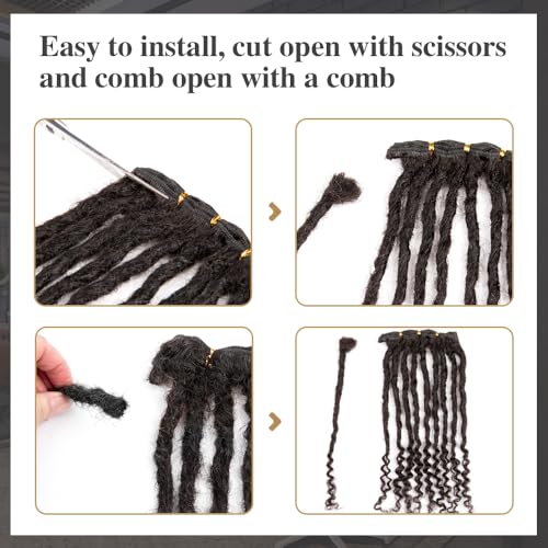 Originea 0.6cm Thickness 100% Real Human Hair Dreadlock Extensions curly ends Handmade Permanent loc Extensions Bundles Can Be Dyed Bleached Curled Twisted (1B#, 14 Inch 60 Strands)