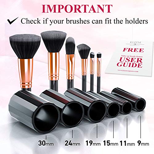 Kleem Electric Makeup Brush Cleaner Machine | Automatic Makeup Brush Washer & Spinning Dryer with Free Cleaner Shampoo | Dual-Fiber Bristles for Eyeshadow & Foundation | Made in USA | Black