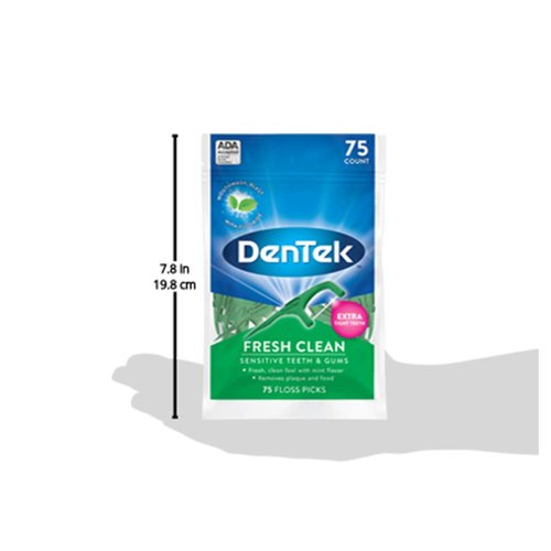 DenTek Fresh Clean Floss Picks, for Extra Tight Teeth, 75 Count, (Pack of 6)