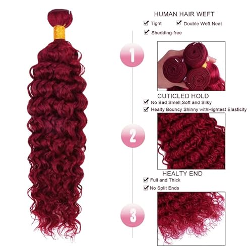 Burgundy Bundles Human Hair 99J Water Wave Bundle 18 20 22 inch Vinmdonm 8A Brazilian Unprocessed Hair 3 Bundles Red Bundle