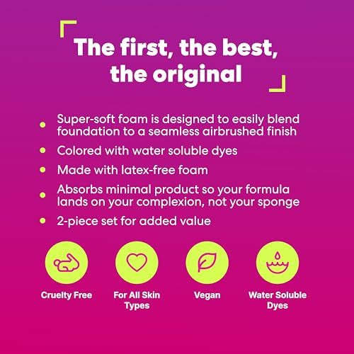 Beautyblender¢ç | Original Pink Beauty Blender 2-Piece Bundle for Blending Foundations, Powders, and Creams, Super-Soft Foam for Streak-Free Application, Made in the USA, Reusable, Washable