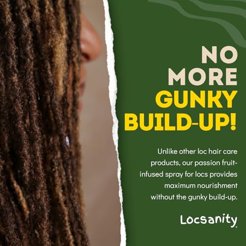 Locsanity Daily Moisturizing Spray for Dull, Dry Locs ? Trial Size Passion Fruit Hair and Scalp Moisturizer for Dreadlocks, Sisterlocks, Microlocks, Braids to Control Oil and Frizz (4 fl oz)