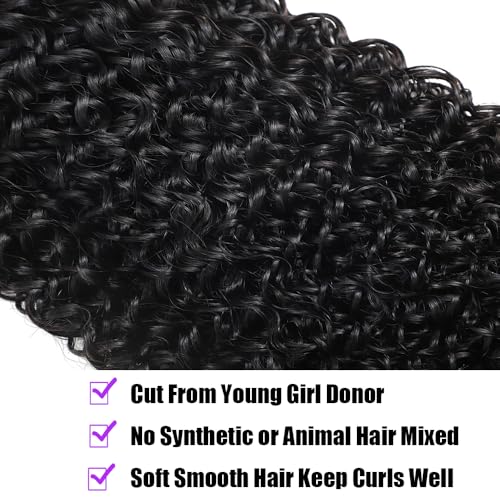 Curly Bundles Human Hair 18 20 22 Inches 3 Bundles Brumese Curly Human Hair Bundles 3C4A Virgin Raw Water Wave Bundles with Spiral End Quick for Women Natural Black