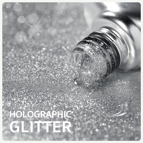 GAOY Platinum Cat Eye Gel Nail Polish, 16ml Silver Glitter Holographic Nail Polish with Magnet, Reflective Translucent UV Gel, 2230 Star Shower