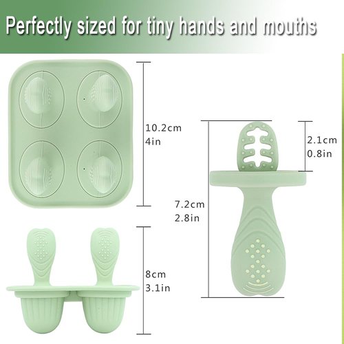 Silicone Popsicle Molds, Mini Breastmilk Popsicle Molds with Sticks, Frozen Breast Milk Teether Popsicle Maker Ice Pop Molds for Infant Feeding Spoon (2Set-Beige)
