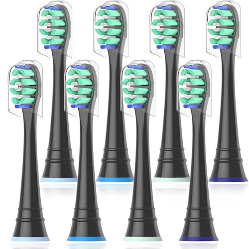 Replacement Heads Compatible with Sonicare Toothbrush, Replacement Brush Head for Philips Sonicare Electric Toothbrush 4100 5100 6100 9900 C2 W3 and More Click-on Handles 8 Black