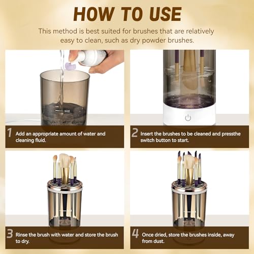 Electric Makeup Brush Cleaner - Portable Compact Design for Travel Home Use - Professional Makeup Brush Cleaning Machine - Automatic Makeup Brush Cleaner