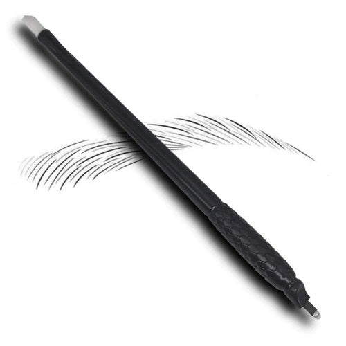 YIZHUO Pack of 10 Microblading Supplies - 18U Signature Disposable Pen With Pigment Sponge, Eyebrow Makeup Kit, Sterile Microblades