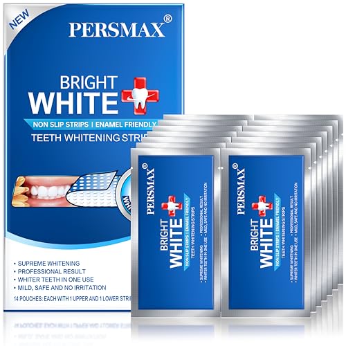 Teeth Whitening Strips ? Professional Dentist Approved, Gum-Safe Formula, 28 Non-Slip Strips Kit, 14 Treatment, Pain-Free Express Whitening in 30 Min, Easy to Use for Bright Smile