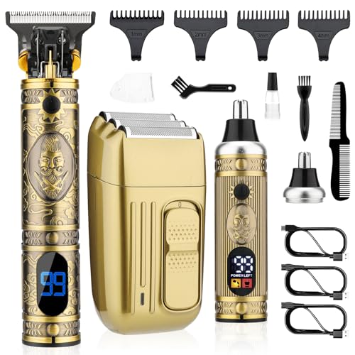 Professional Hair Trimmer for Men,Hair Clippers Nose Hair Trimmer Shaver Set,Cordless Barber Clippers,T-Blade Beard Trimmer Electric Shaver Razor for Men Haircutting Grooming Kit
