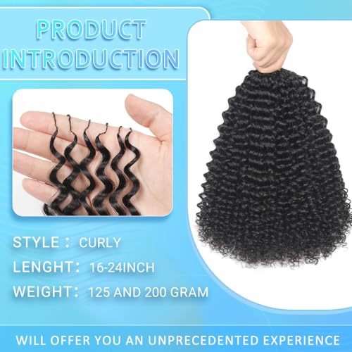 Curly Human Crochet Hair for Black Women 18 Inch Knotless Crochet Human Hair Pre-Separated Crochet Braiding Human Hair Extensions 100 Strands Natural Black 125g