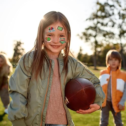 Fovths 144 Pieces Football Temporary Tattoos Football Team Tattoos Footballs Face Stickers for Touch Down Party Decorations Sports Themed Party Supplies, 24 Designs