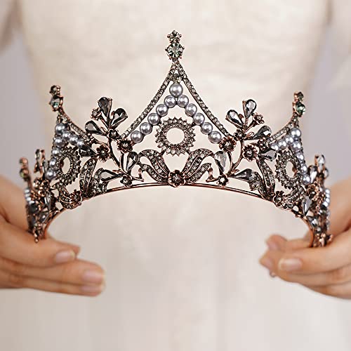 JWICOS Wedding Tiara for Bride Tiara Queen Crown for Women Crystal Pearl Tiara Hair Accessories for Pageant Birthday Prom