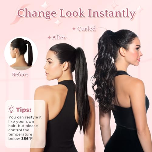 Human Hair Claw Clip Ponytail Extension 100% Real Human Hair Clip-In Extensions for Women Long Straight Pony Tails 22 Inches 120g #01 Jet Black