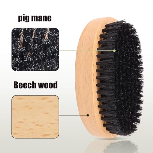 Men's Beard Brush Kit with Pearwood Comb and Boar Bristle Beard Brush, Beard Grooming Tools for Home and Barbershop