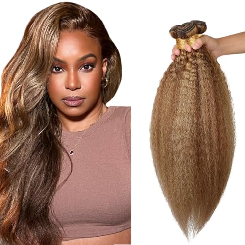 24 24 24 Inch P4/27 Highlight Blonde Bundles Human Hair Brown Kinky Straight Same Length 3 Bundles Brazilian Virgin Remy Human Hair Extensions